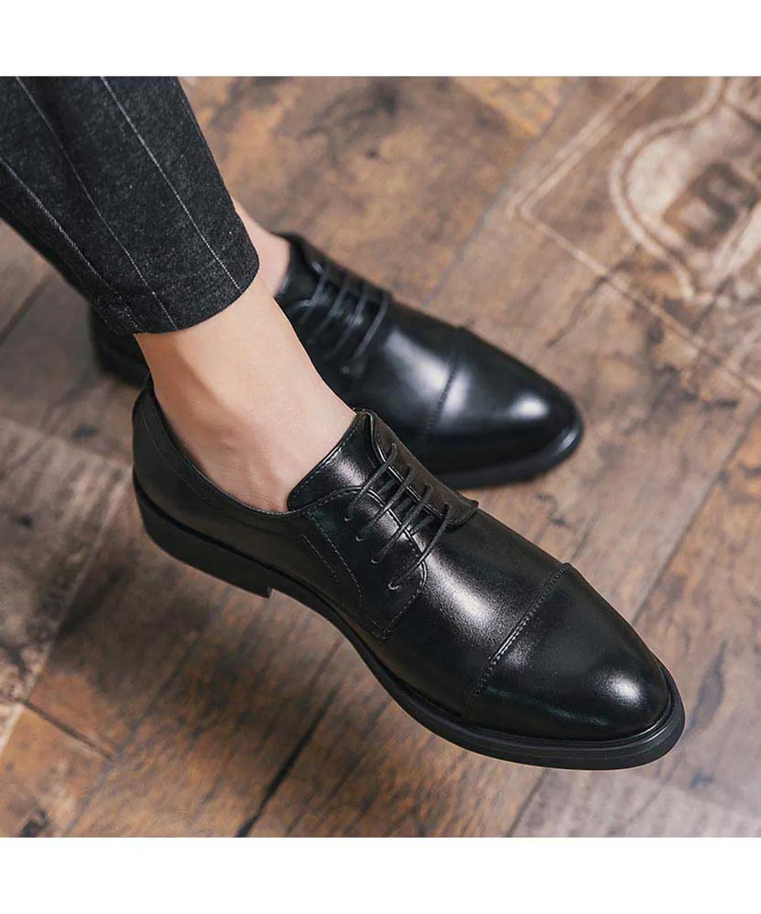 Black derby dress shoe in plain 2088