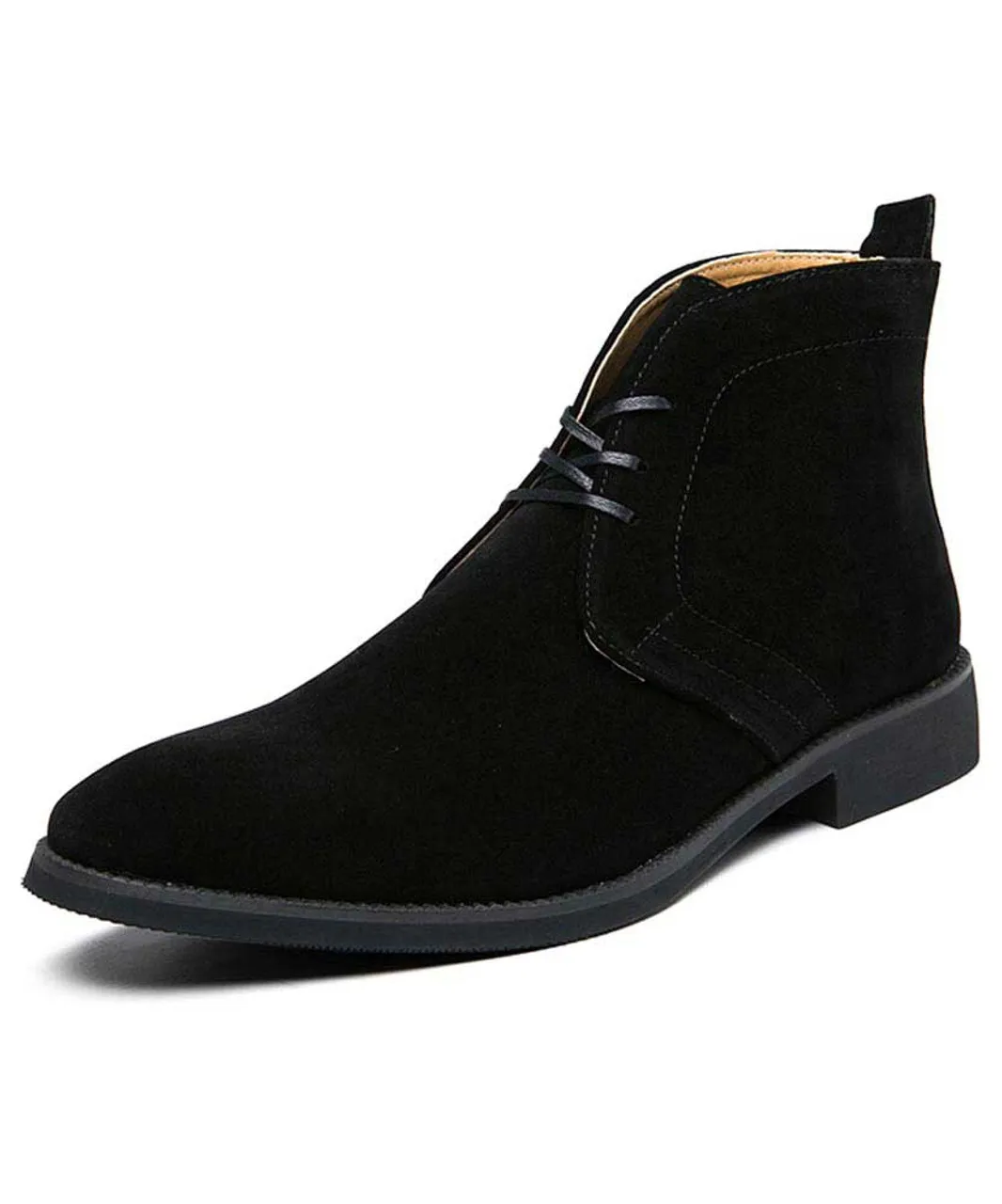 Black derby suede dress shoe boot