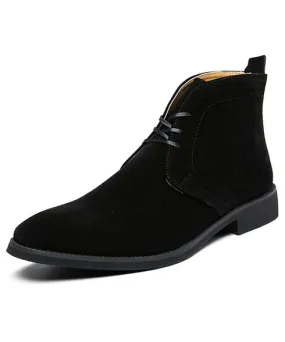 Black derby suede dress shoe boot