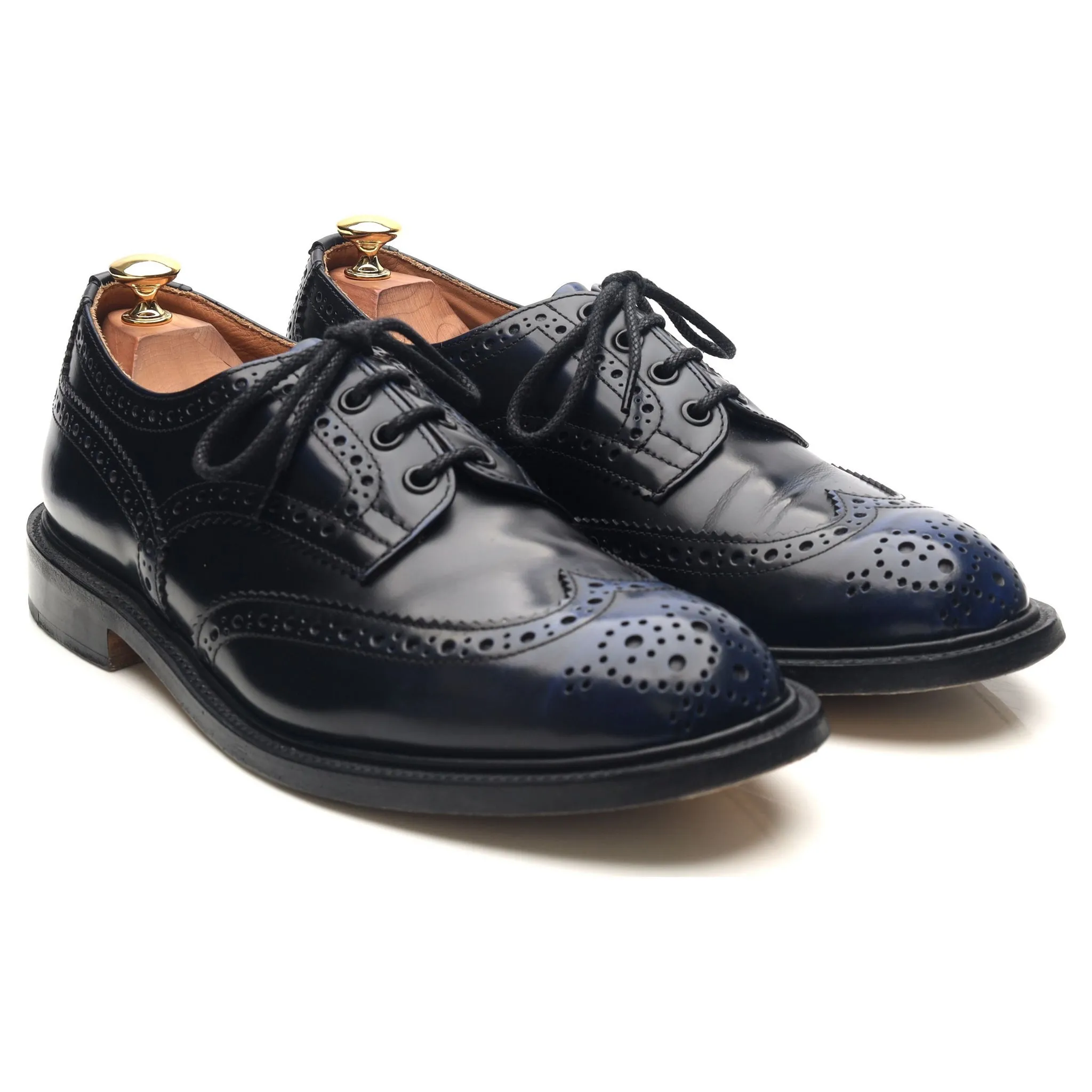 'Bourton' Navy Blue Leather Derby Brogues UK 9.5