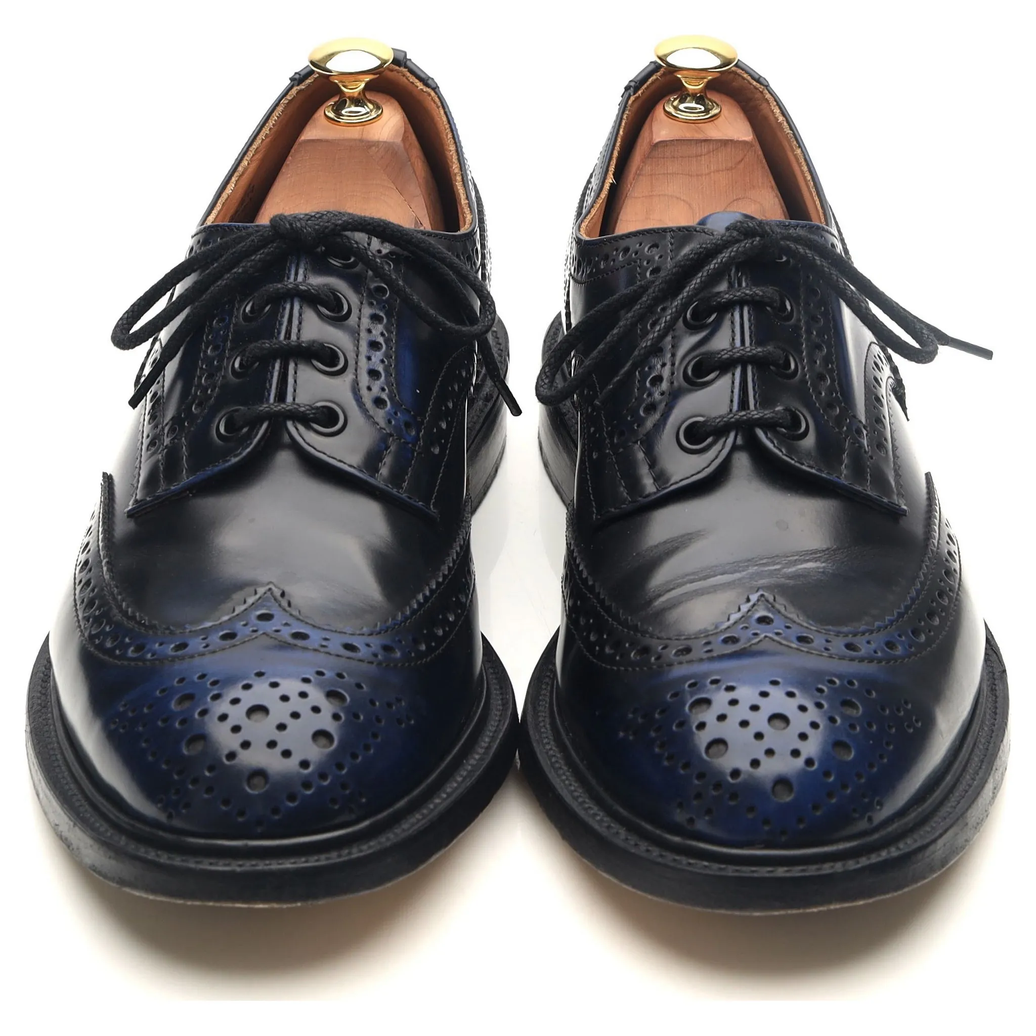 'Bourton' Navy Blue Leather Derby Brogues UK 9.5