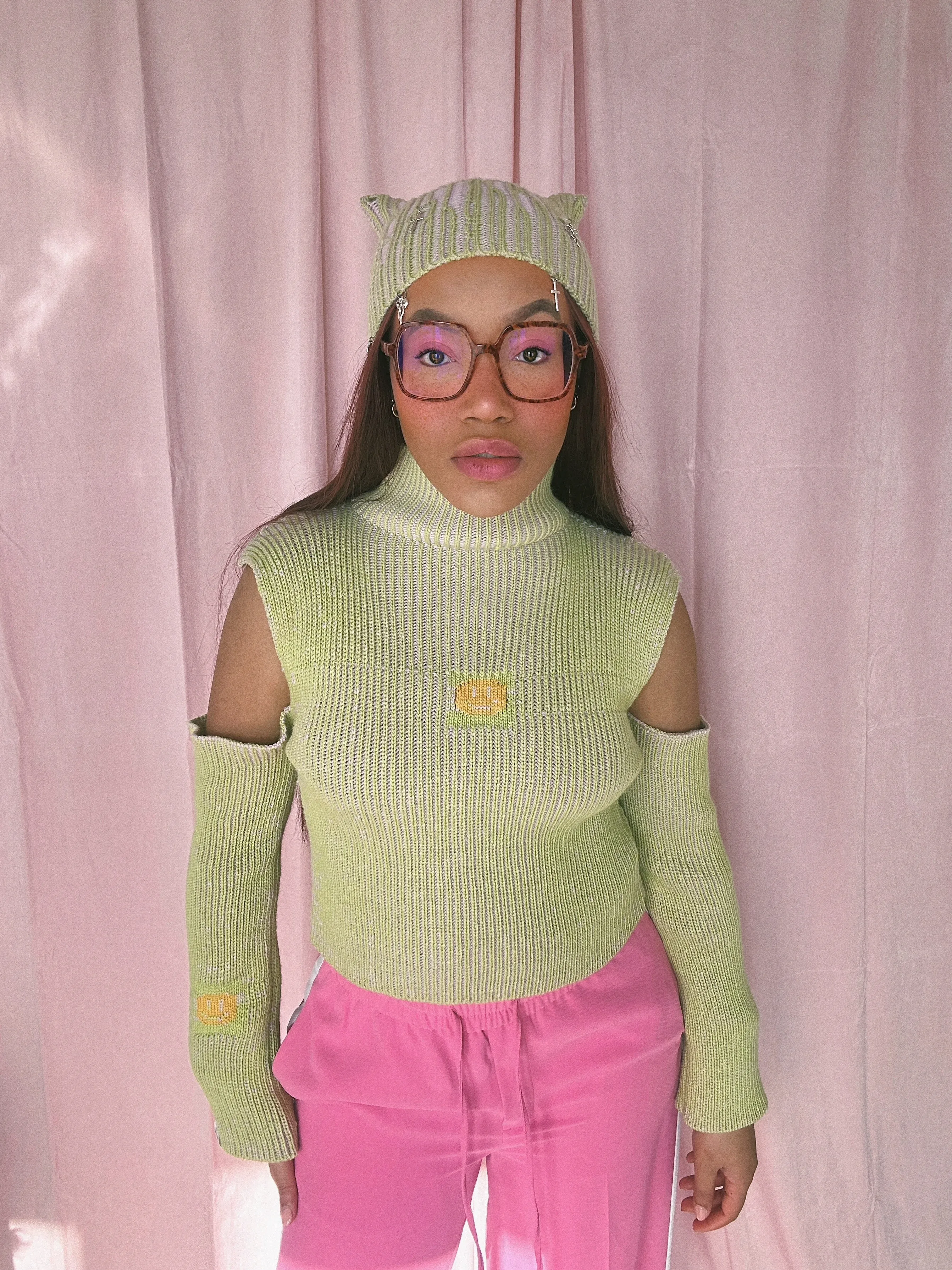 (Brand New) Green and Pink Cold Shoulder Jumper - MADE TO ORDER