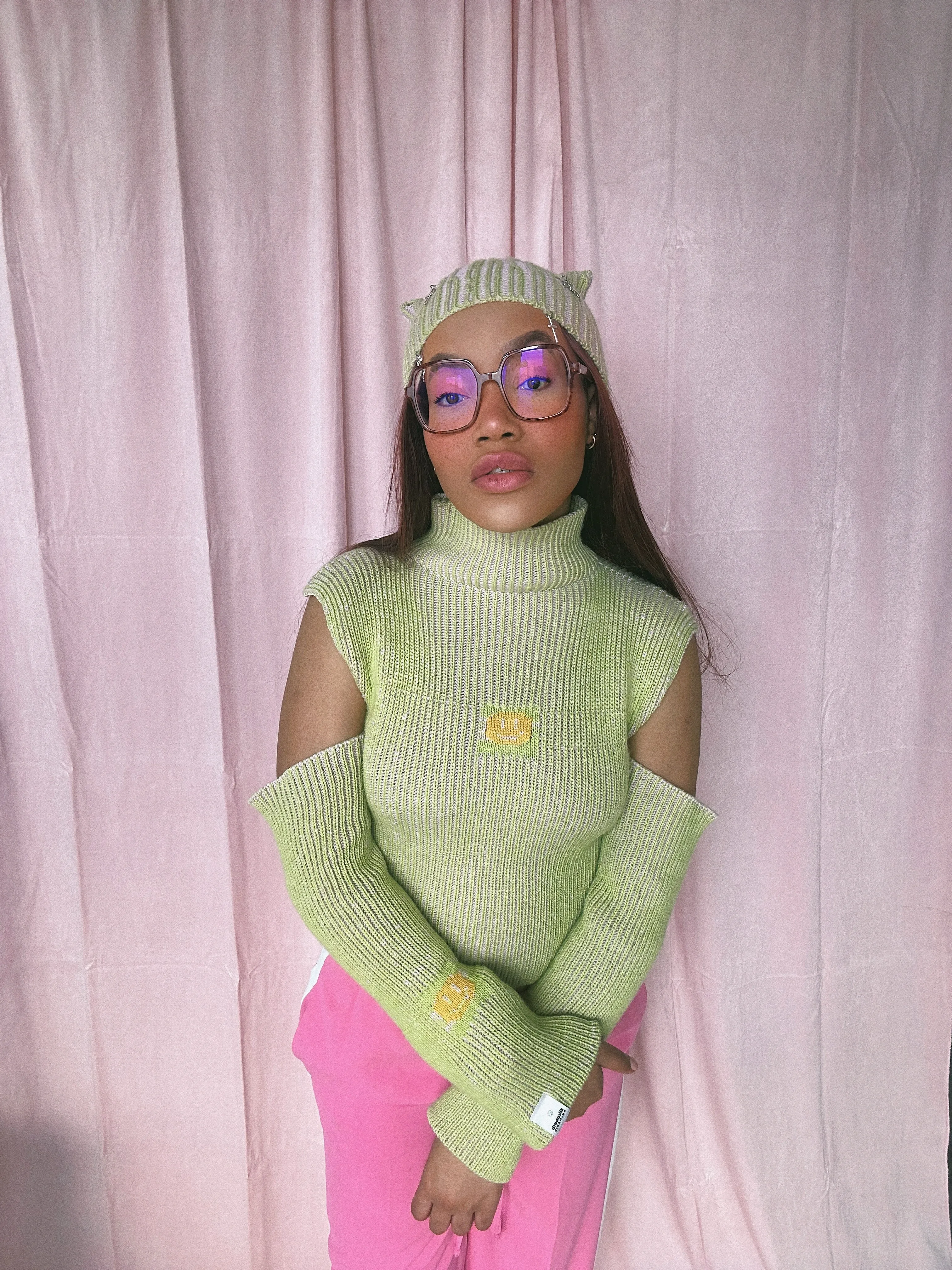 (Brand New) Green and Pink Cold Shoulder Jumper - MADE TO ORDER