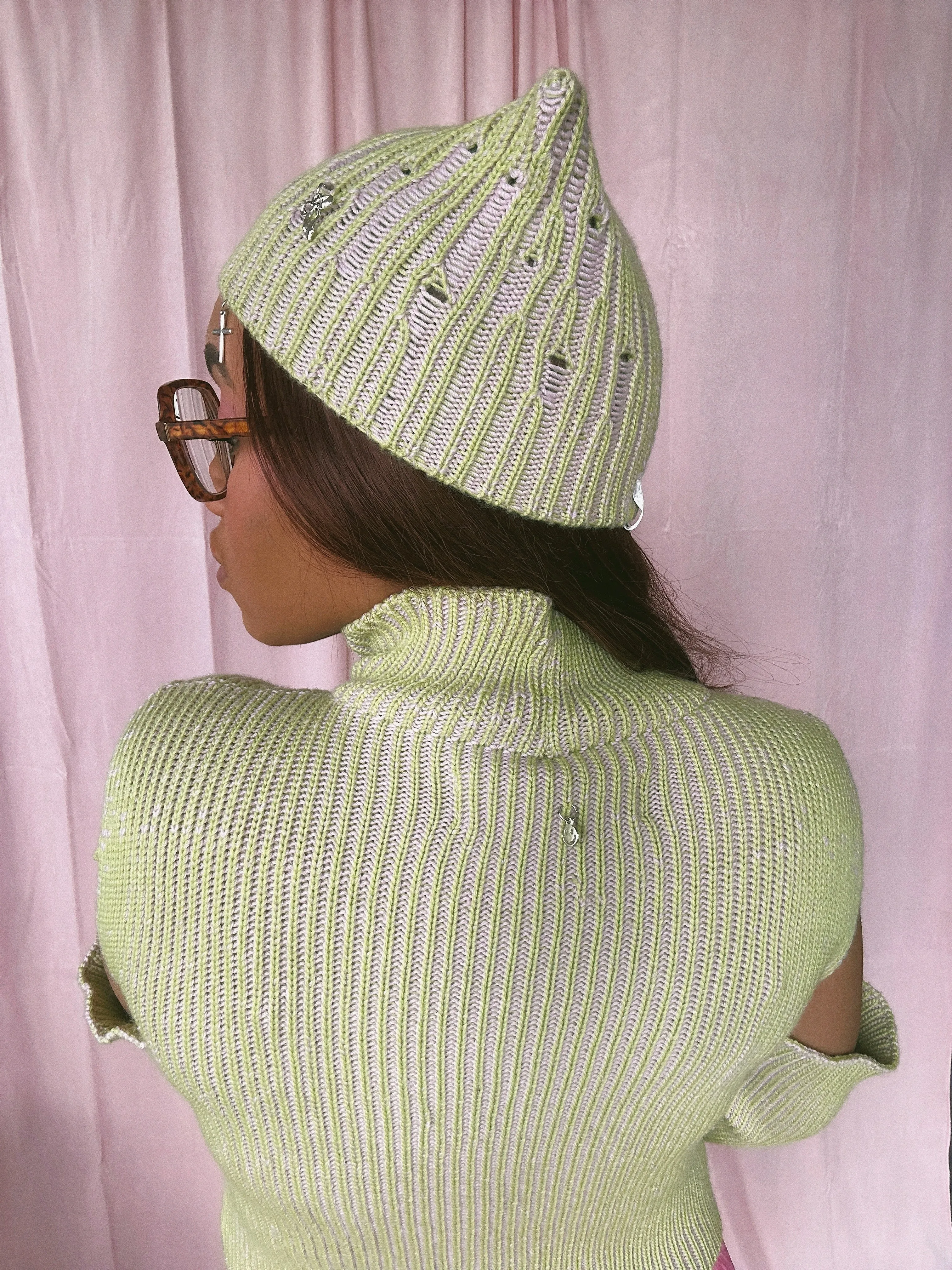 (Brand New) Green and Pink Cold Shoulder Jumper - MADE TO ORDER