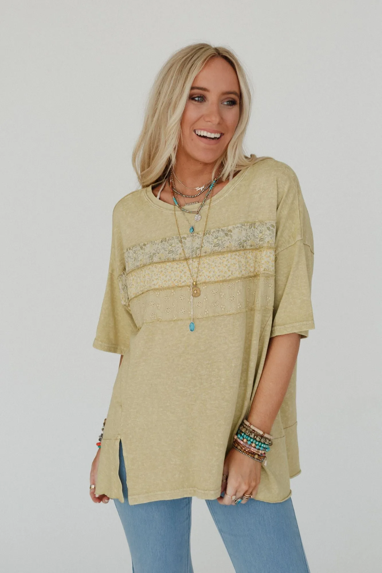 Breezy Blend Paisley Lace Top - Yellow