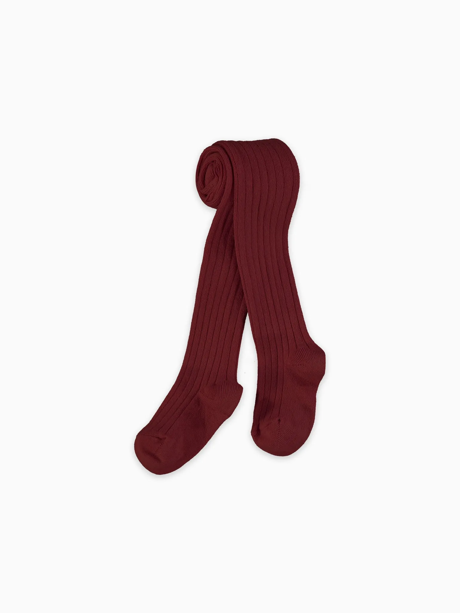 Burgundy Ribbed Kids Tights