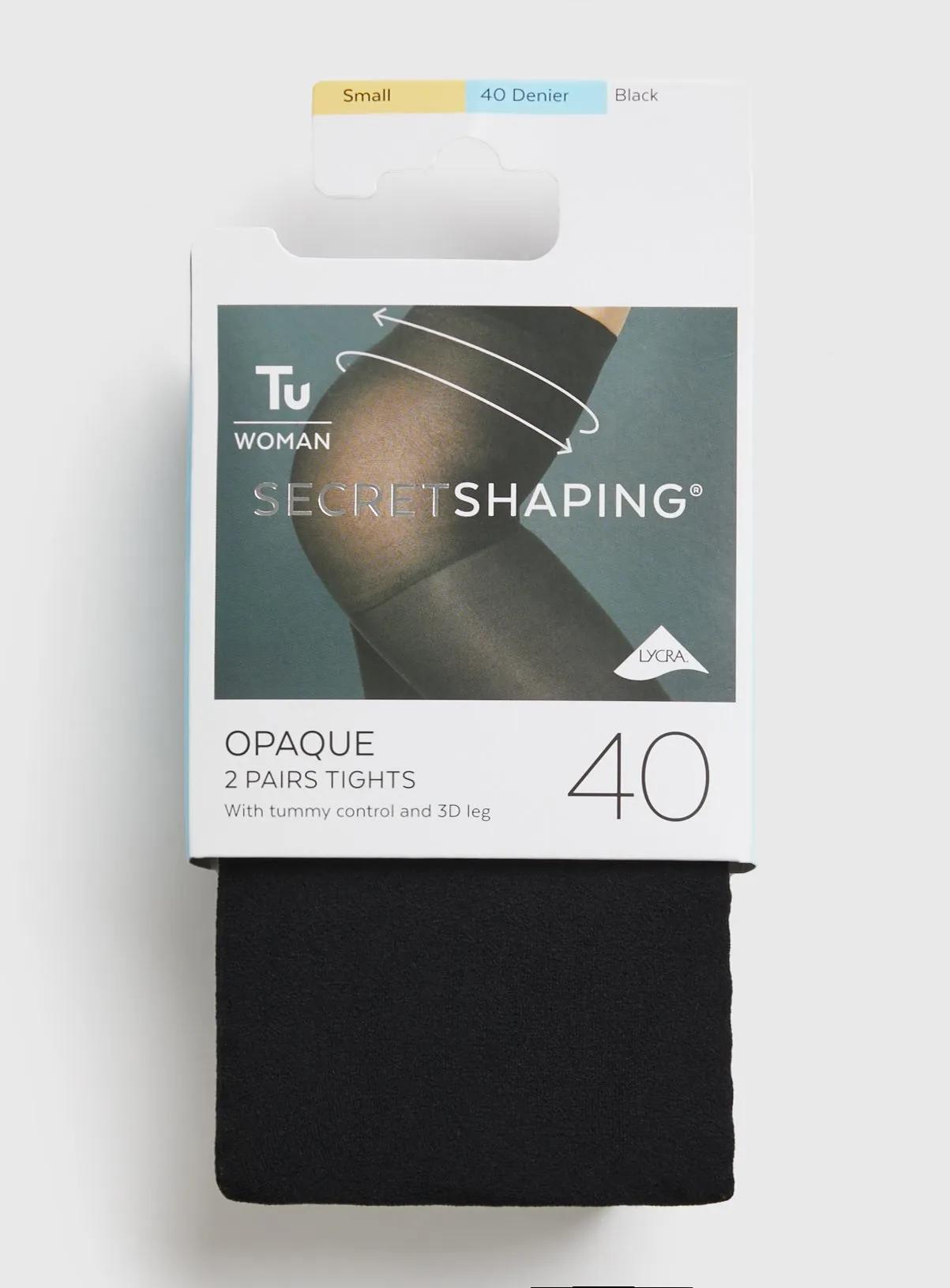 Buy Secret Shaping Black 40 Denier Opaque Tights 2 Pack M | Tights | Tu