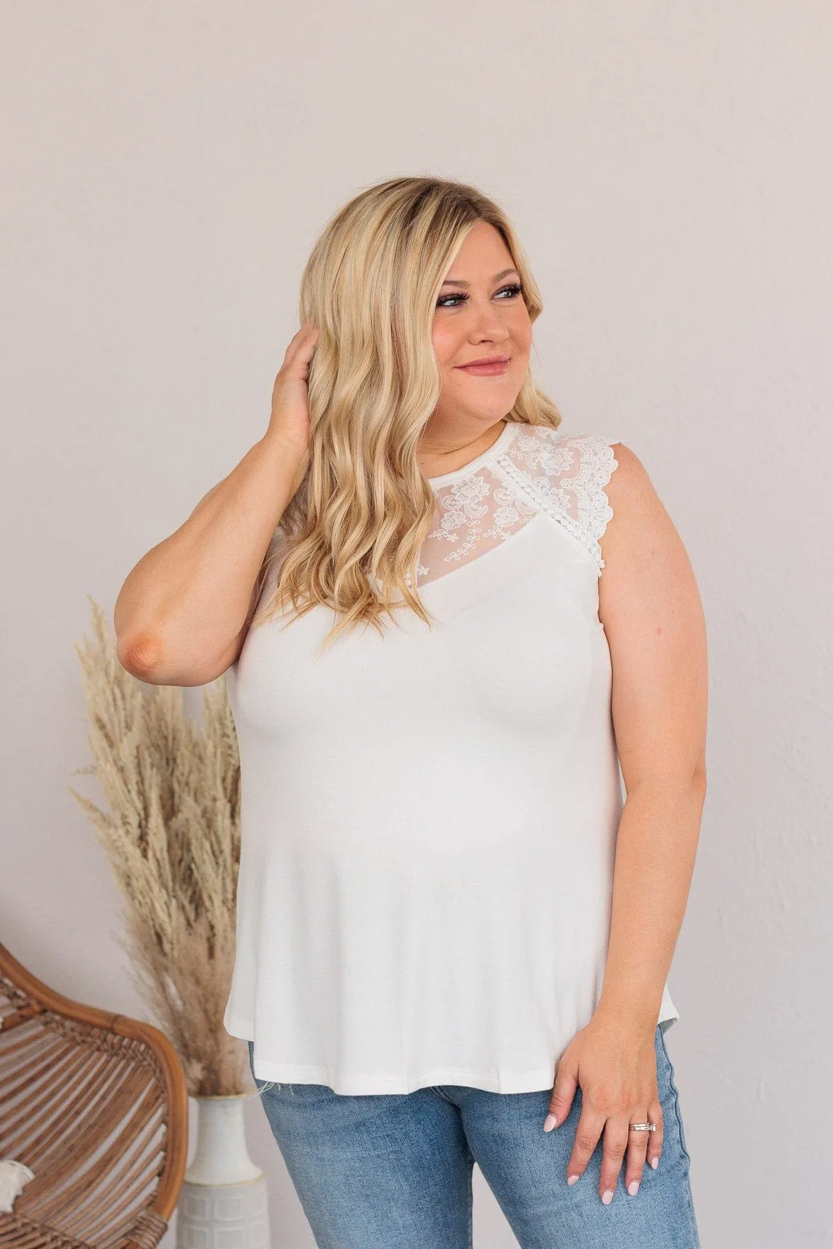 Can't Ignore You Lace Top- Ivory