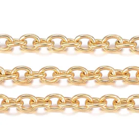 Chain, 304 Stainless Steel, Cable Chain, Soldered, Oval, 18K Gold Plated, 2.5x2mm