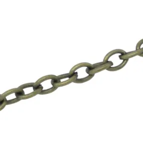 Chain, Iron, Cable Chain, Open Link, Oval, Antique Bronze, 5x3mm