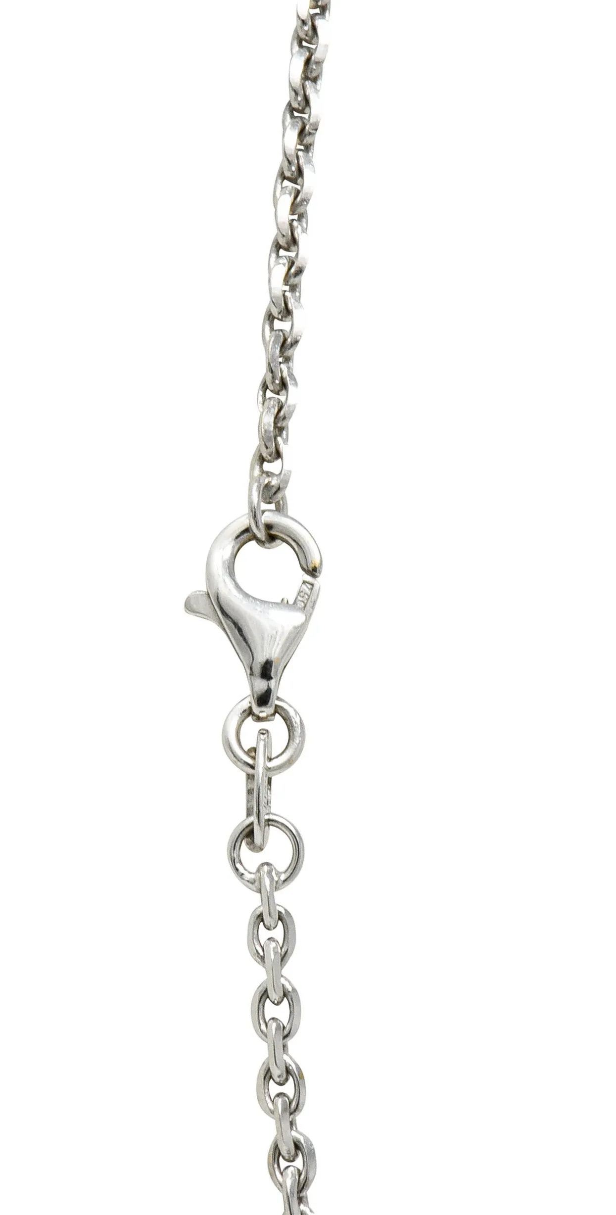 Chic Diamond 18 Karat White Gold Rondelle Station Cable Chain Necklace