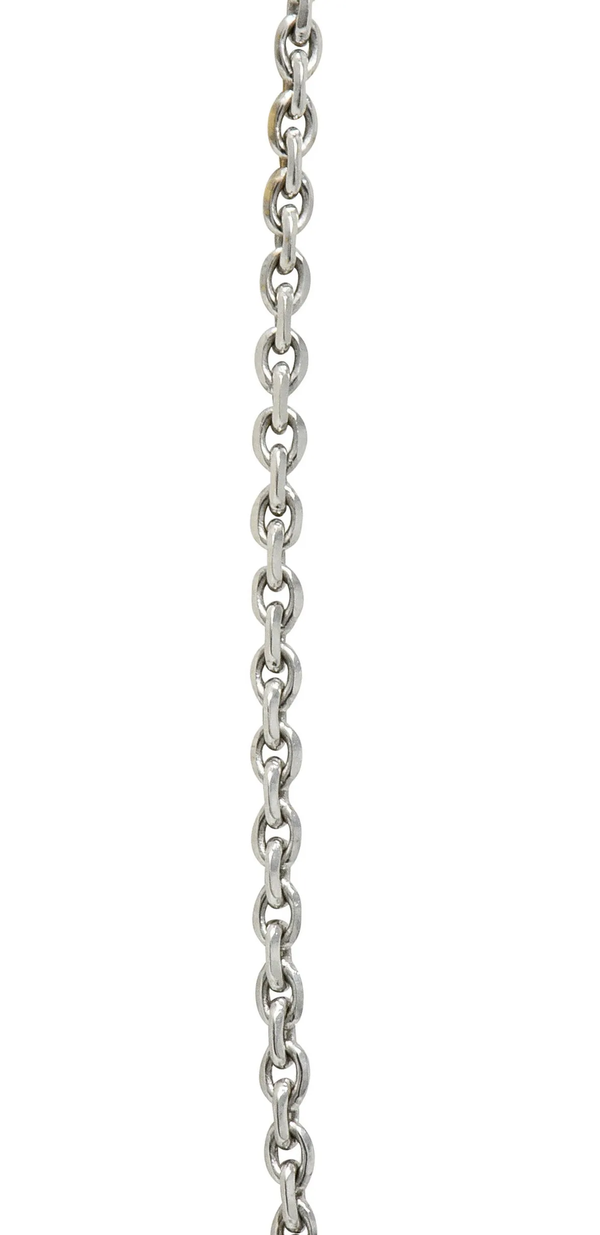 Chic Diamond 18 Karat White Gold Rondelle Station Cable Chain Necklace