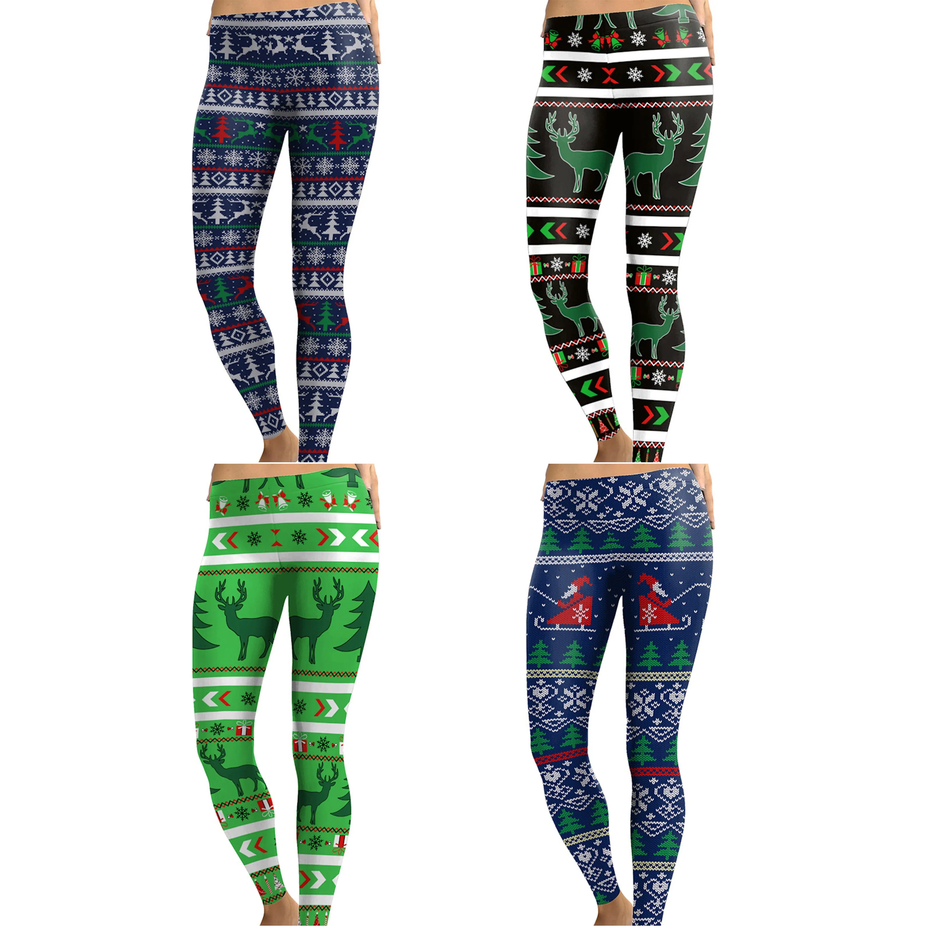 Christma Party Fitness Leggings Women Elk Printed Legging New Year Leggin Women Gift Workout Pants Winter