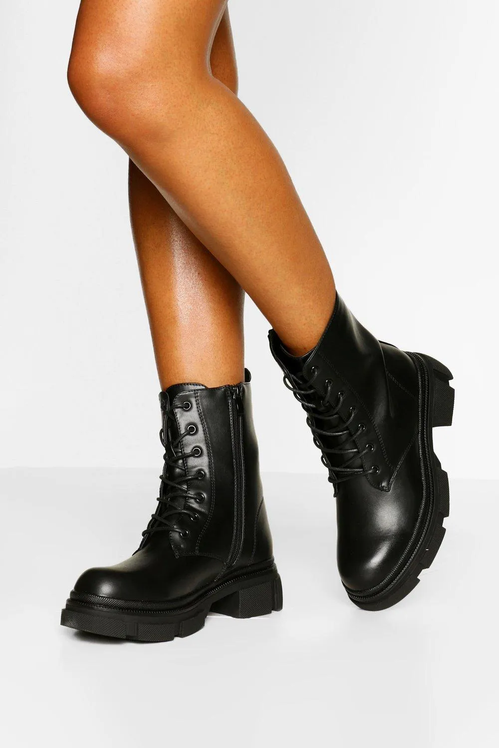 Chunky Sole Lace Up Combat Boots