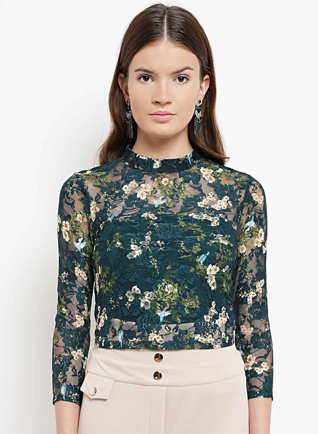 Claire Floral Stretch Lace Top