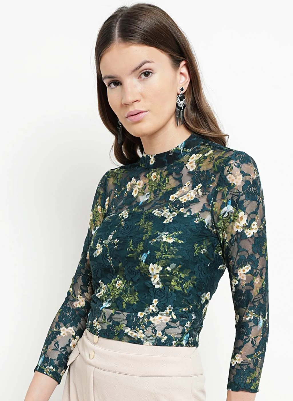 Claire Floral Stretch Lace Top