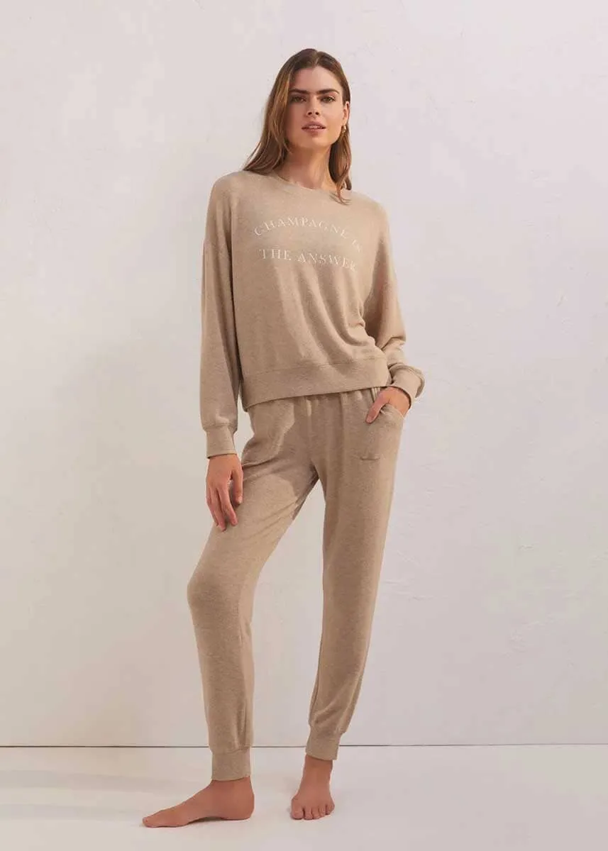 Comfy Marled Jogger - Heather Latte