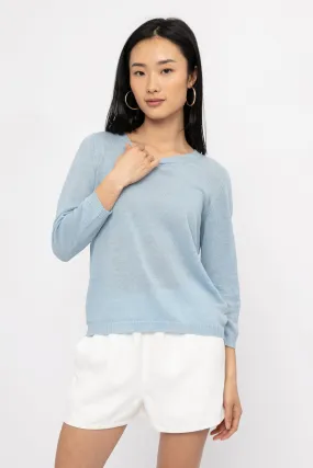 Cotton Linen Top in Ciel Blue