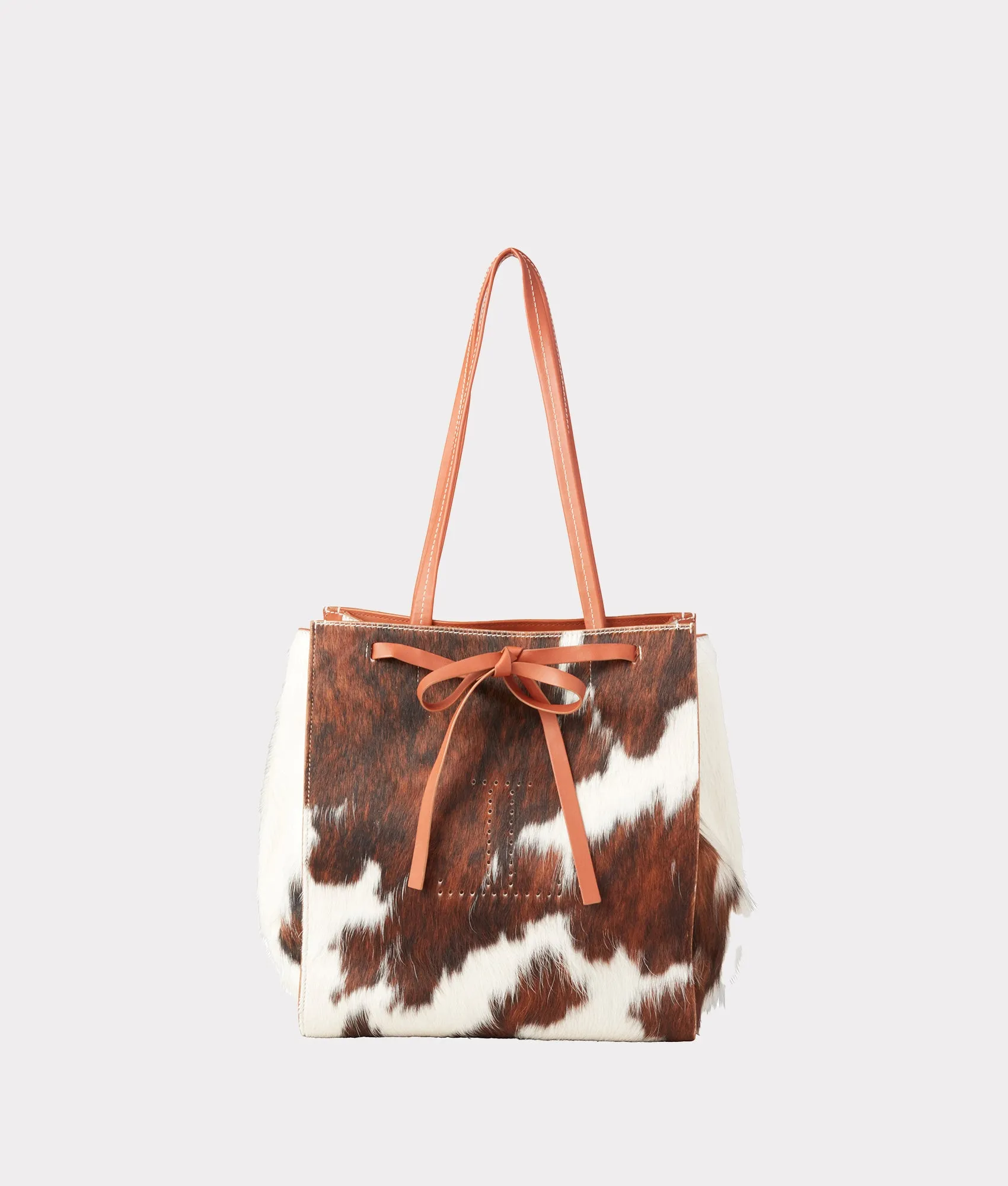 Cowprint Tote Bag :: Tan