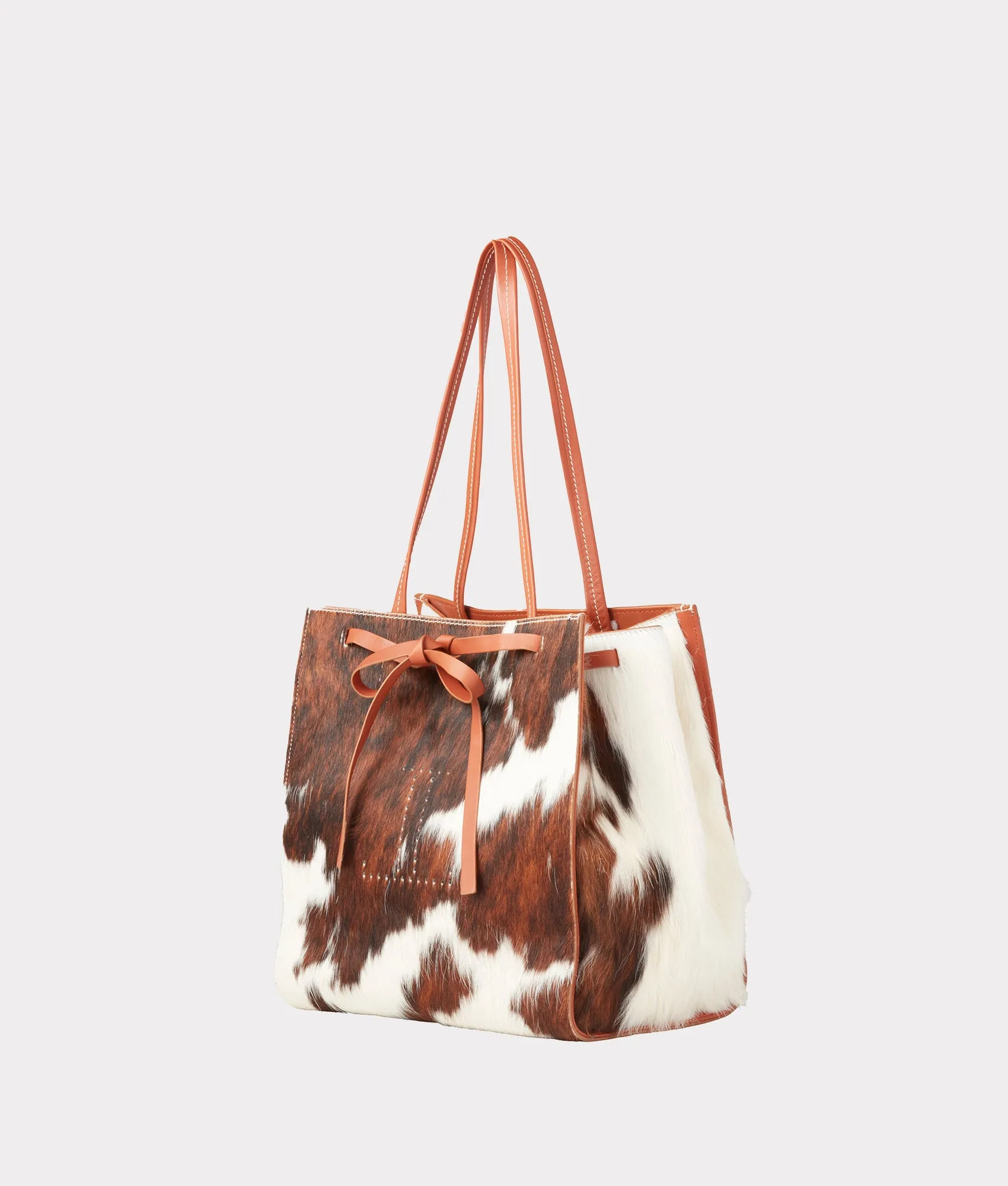 Cowprint Tote Bag :: Tan