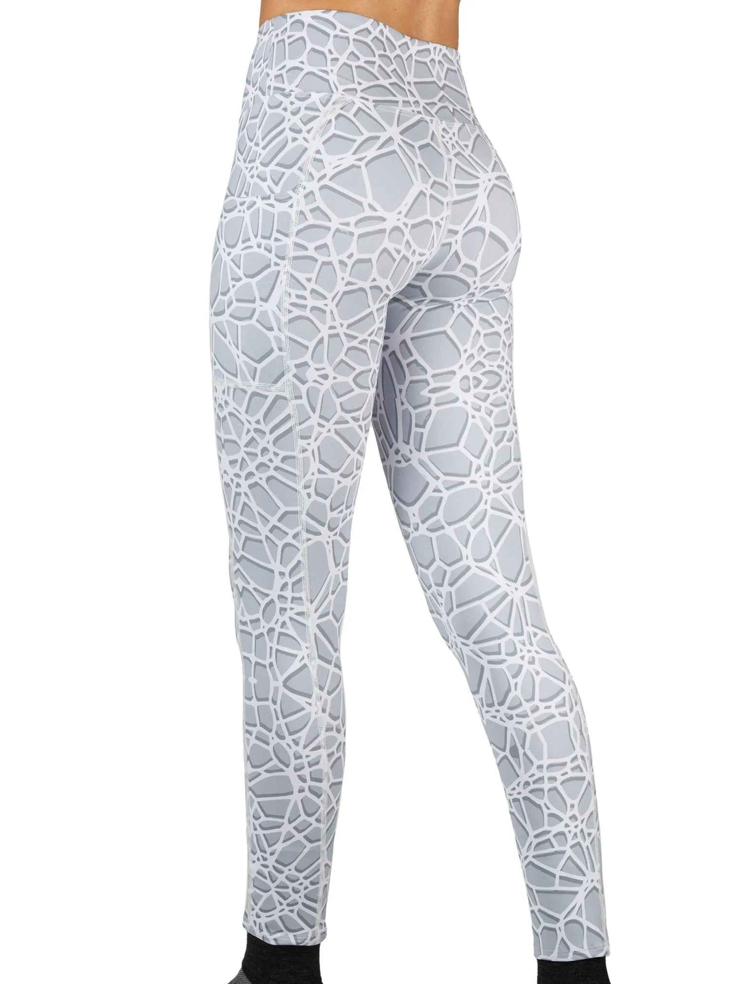 Crackle Wide Waistband Pocketed Leggings