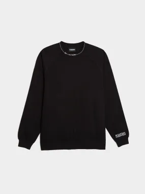 Cut Here Raglan Crewneck, Black