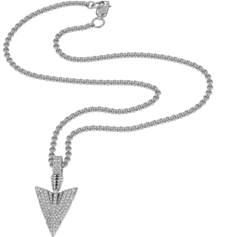 Diamond Arrowhead Pendant Necklace & Cable Chain