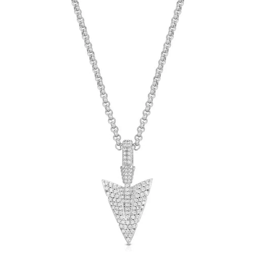 Diamond Arrowhead Pendant Necklace & Cable Chain