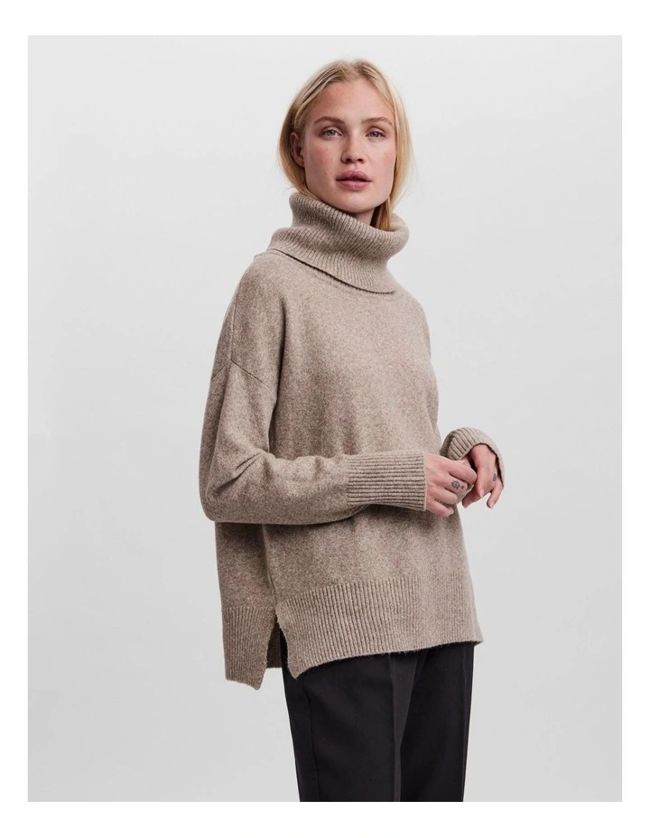 Doffy Long Sleeve Cowlneck Blouse in Sepia Tint