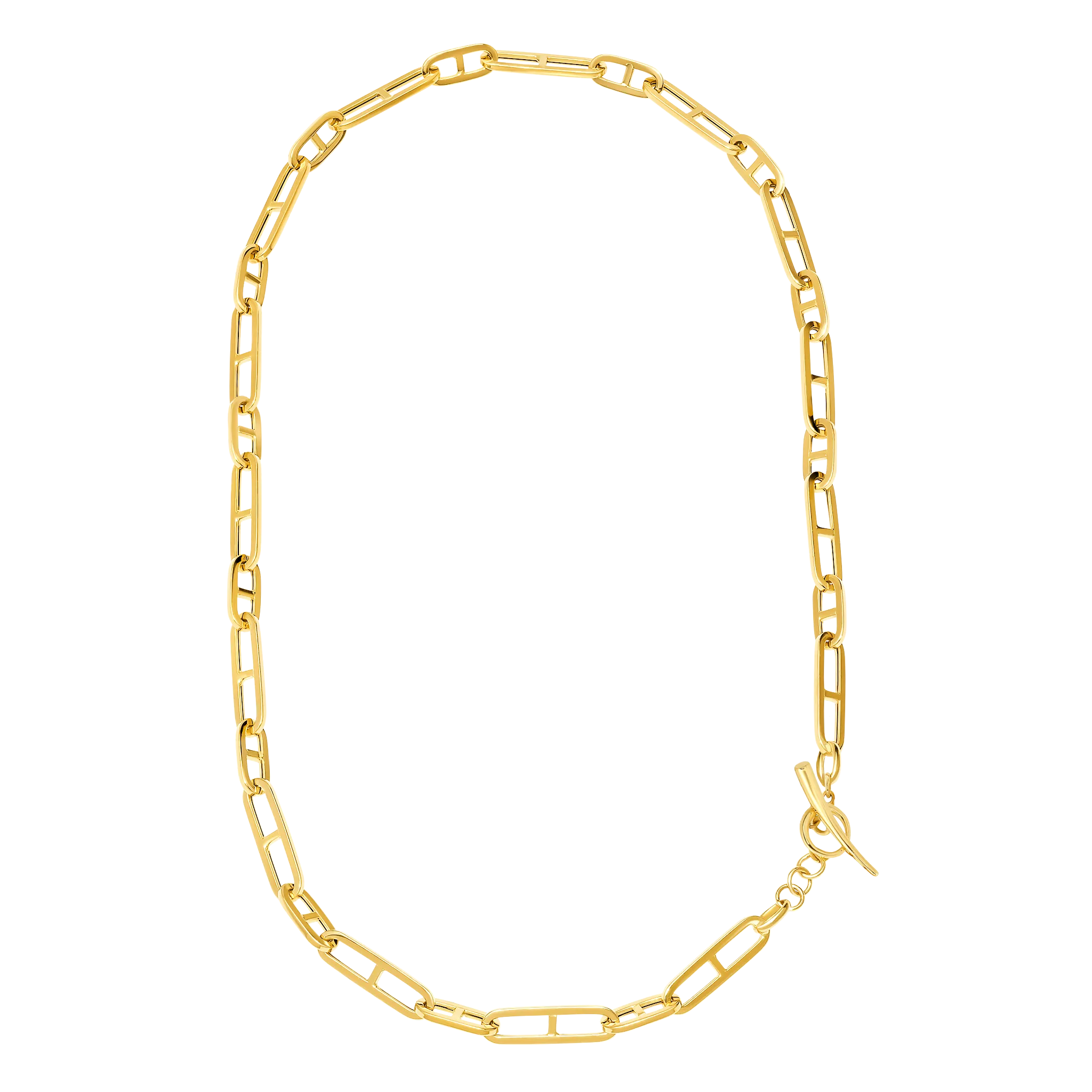 Dual Stirrup Chain Necklace with Tusk Clasp