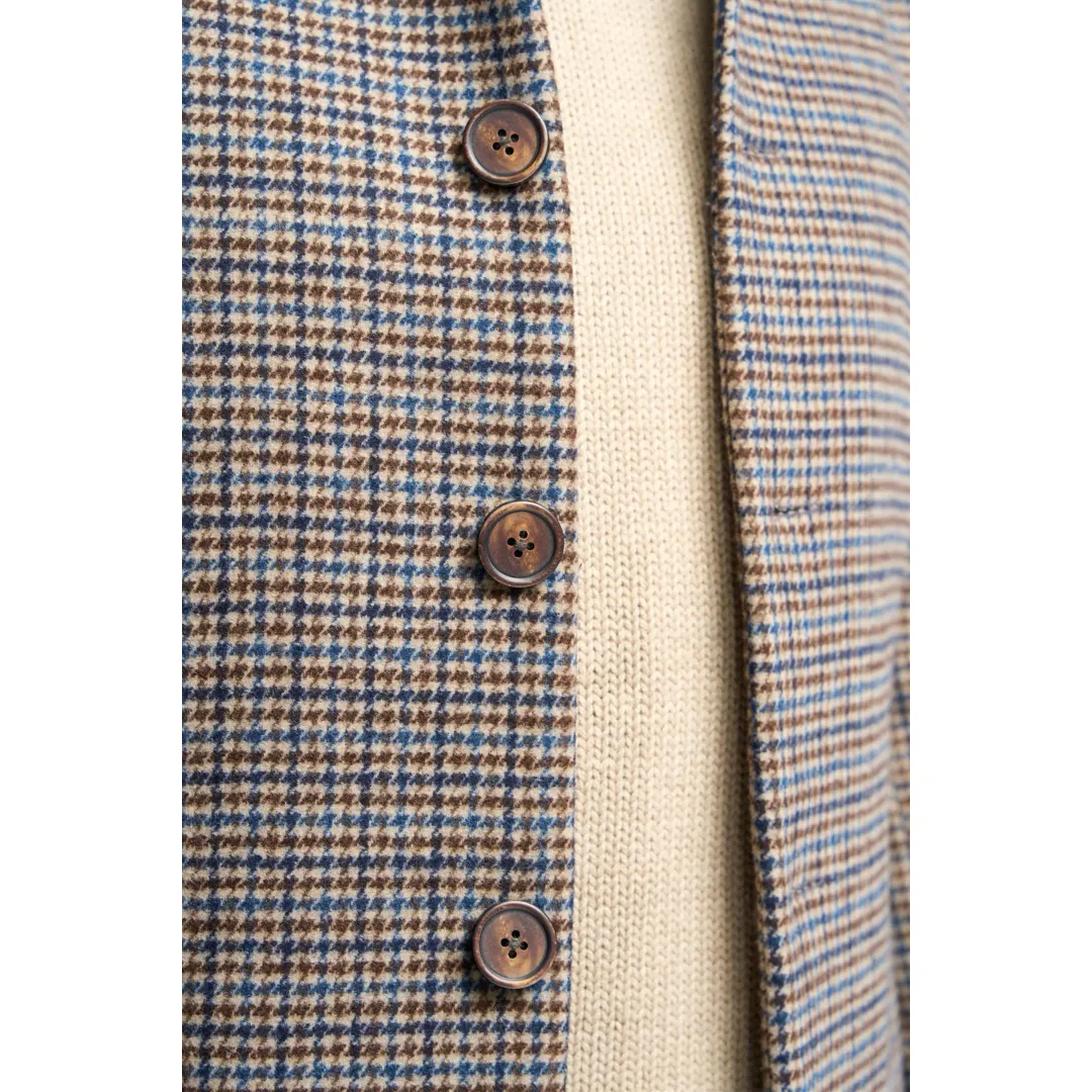 Eddie - Men's Tan Brown Wool Blend Tweed Overcoat