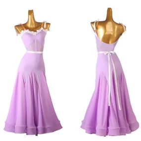 Elegant Lace Purple Ballroom Smooth Attire | MQ302