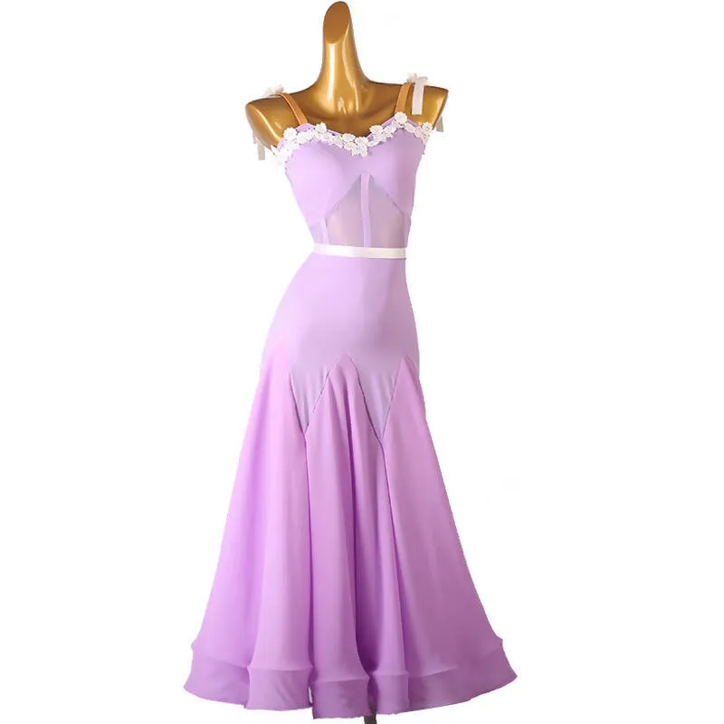 Elegant Lace Purple Ballroom Smooth Attire | MQ302