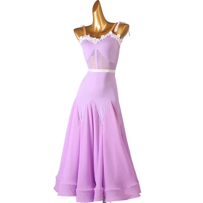 Elegant Lace Purple Ballroom Smooth Attire | MQ302