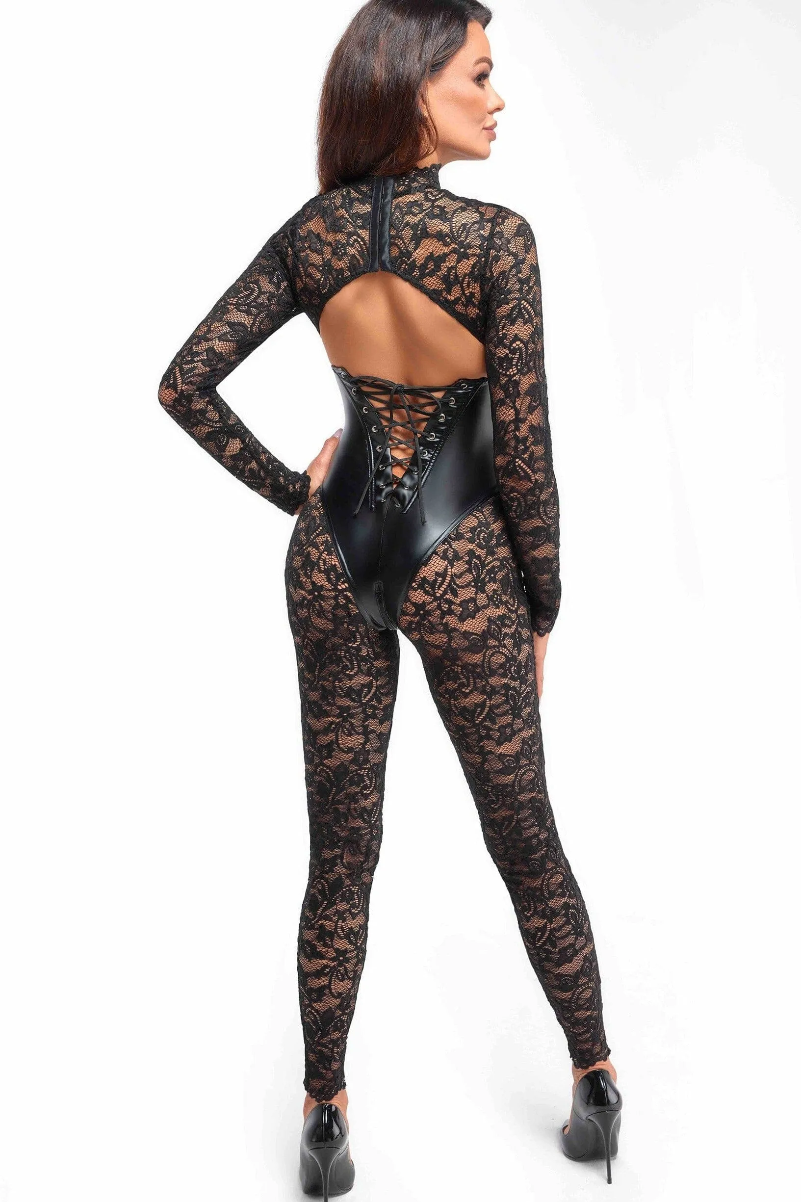 Enigma Lace Catsuit With Under Bust Bodice