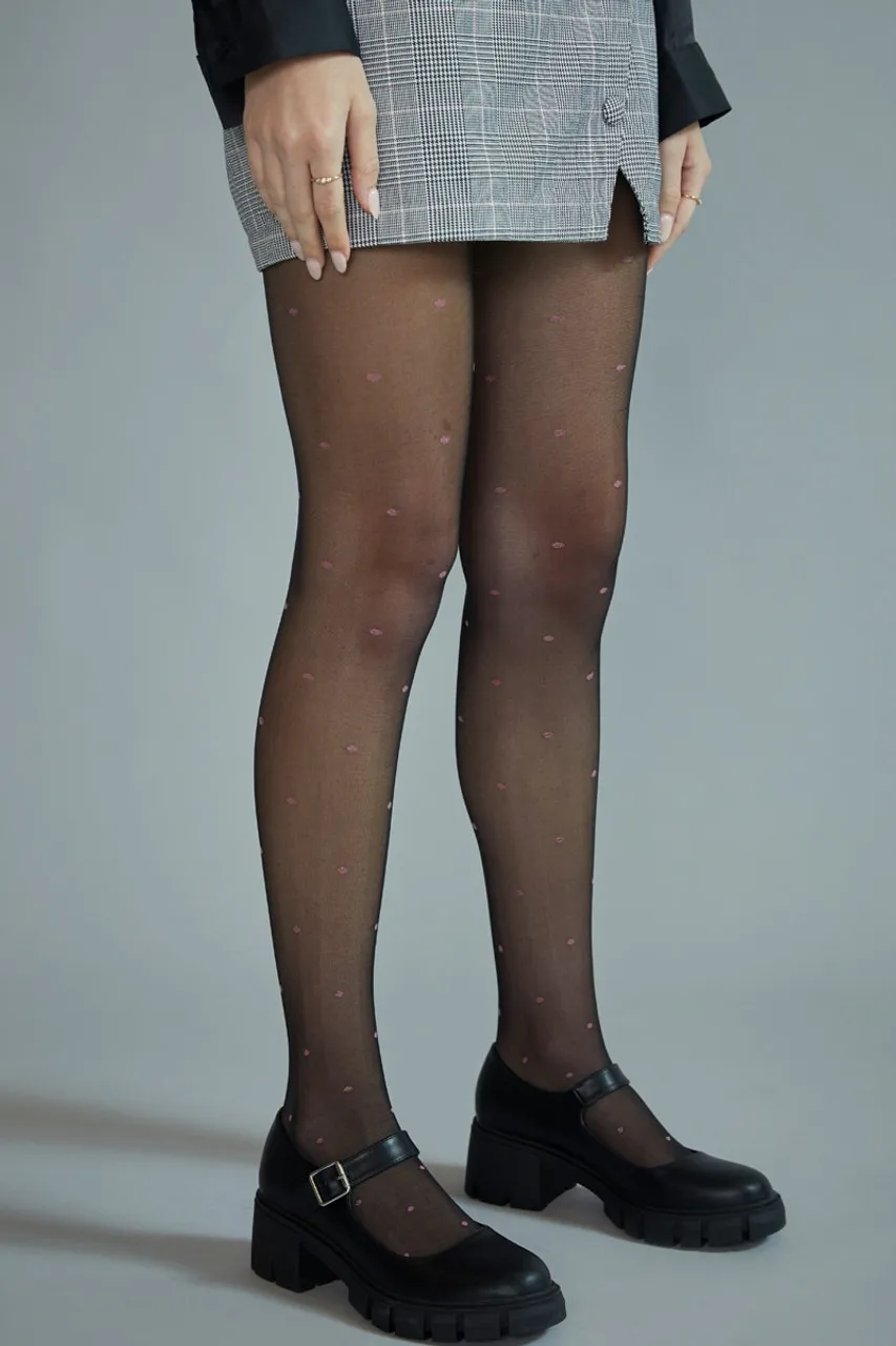 Freya Blush Pin Dot Sheer Tights