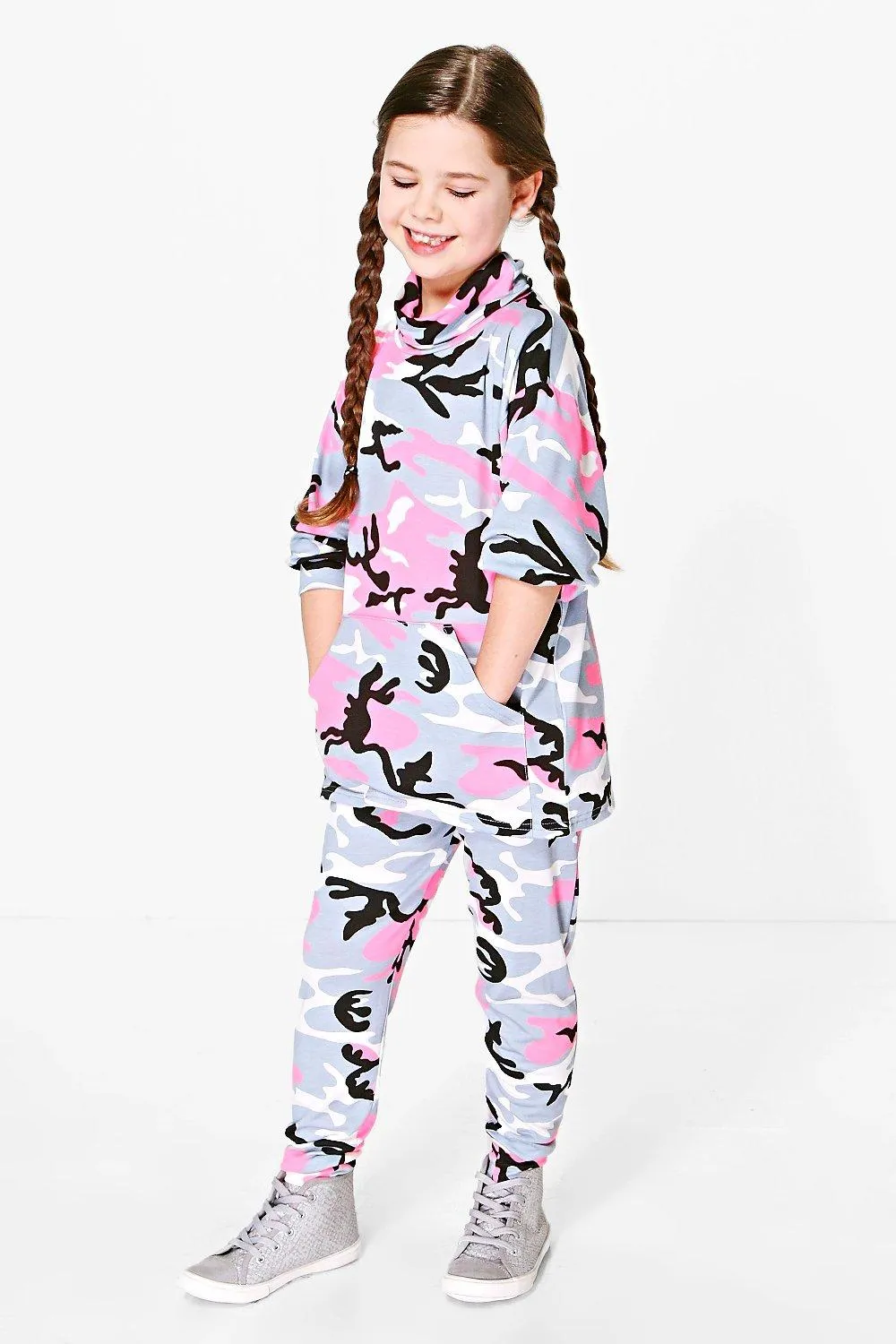 Girls Camo Turtleneck Tracksuit Set