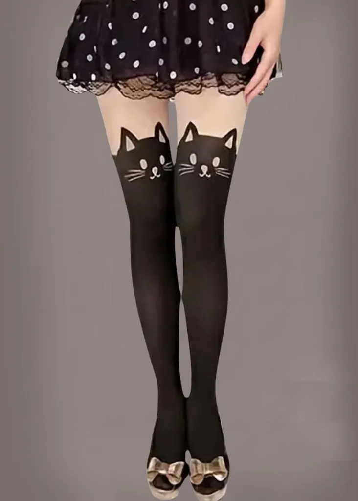 Goth Cat Black TIGHTS