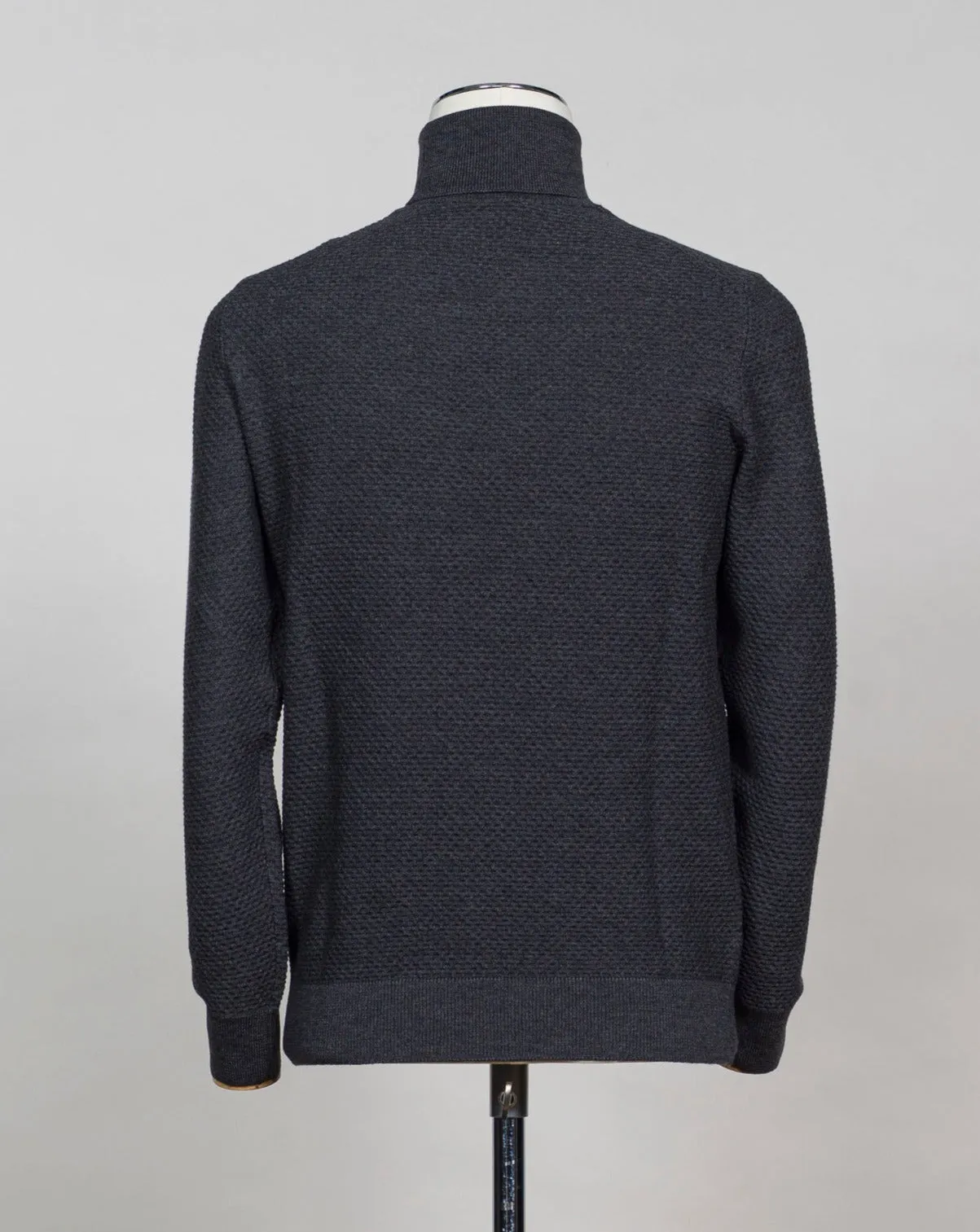 Gran Sasso Merino Honey Comb Roll Neck / Charcoal