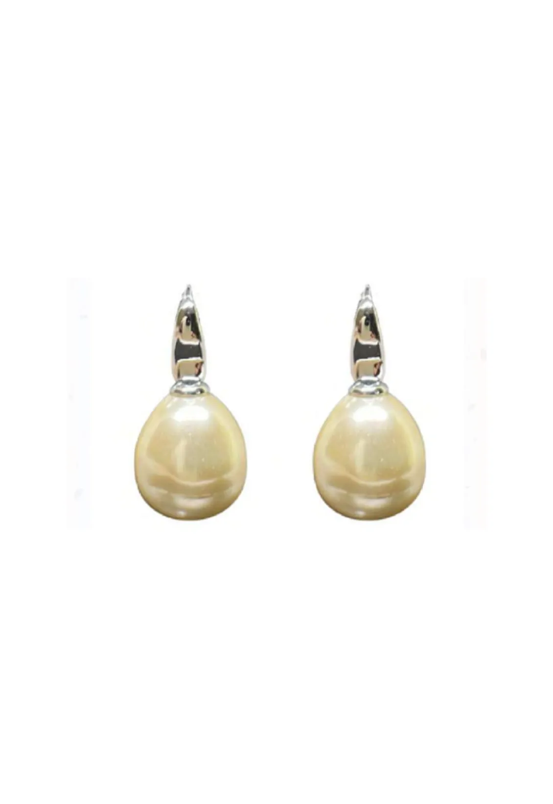 GREGORY LADNER BAROQUE PEARL HOOK DROP EARRING - RHODIUM