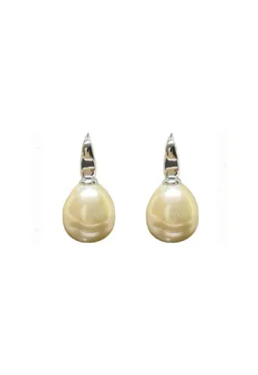 GREGORY LADNER BAROQUE PEARL HOOK DROP EARRING - RHODIUM