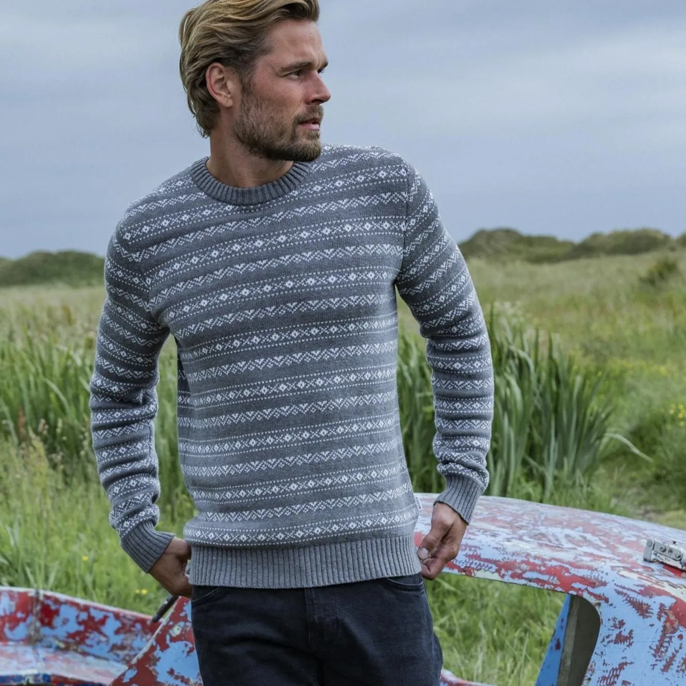 Gregory Mens Knitted Jumper - Grey Marl