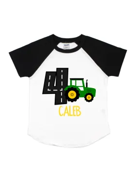 Hanging Construction Truck Birthday Raglan - White & Black