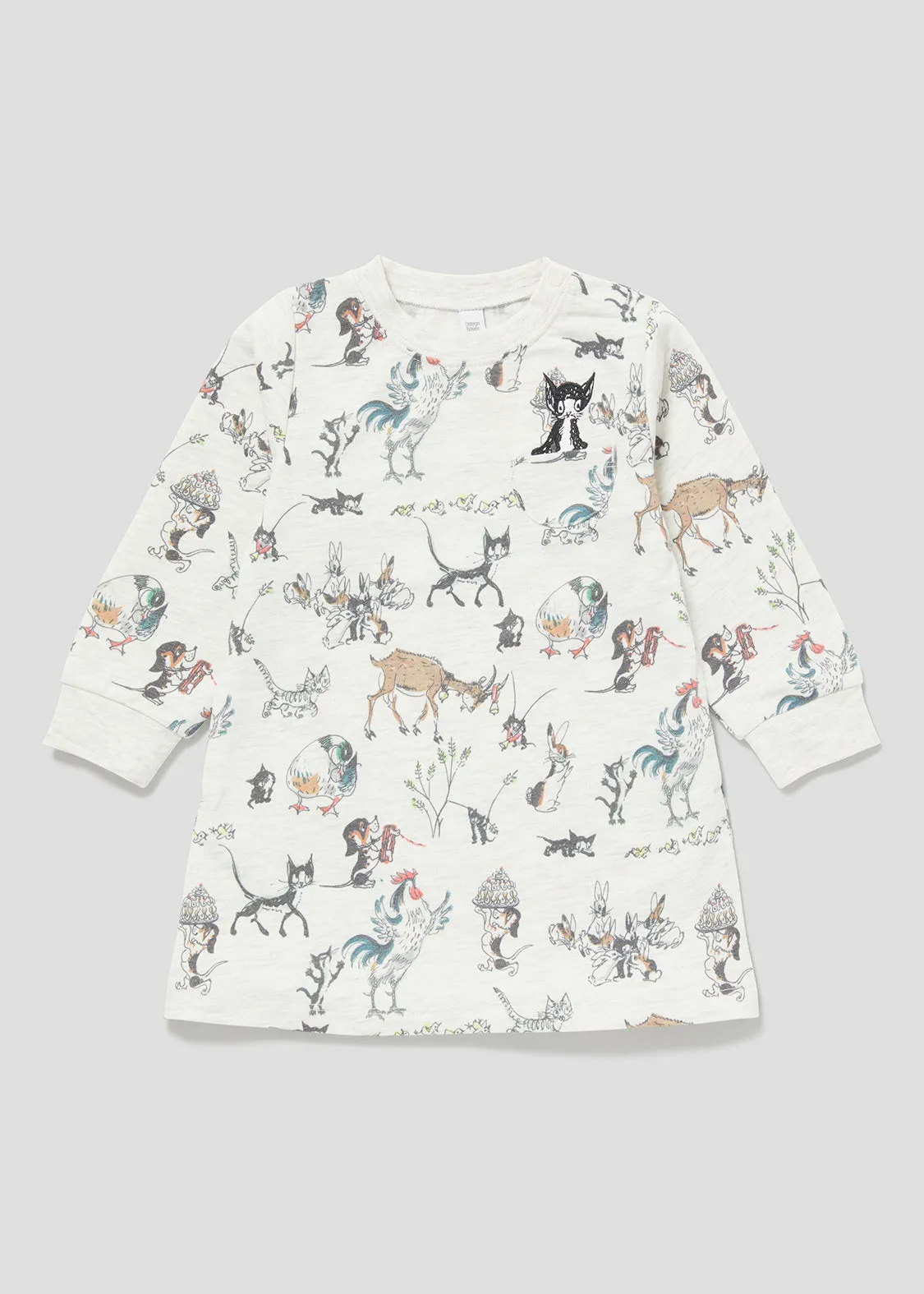 Hans Fischer Long Sleeve Sweat One-Piece (Hans Fischer_Animals Pattern) - baby