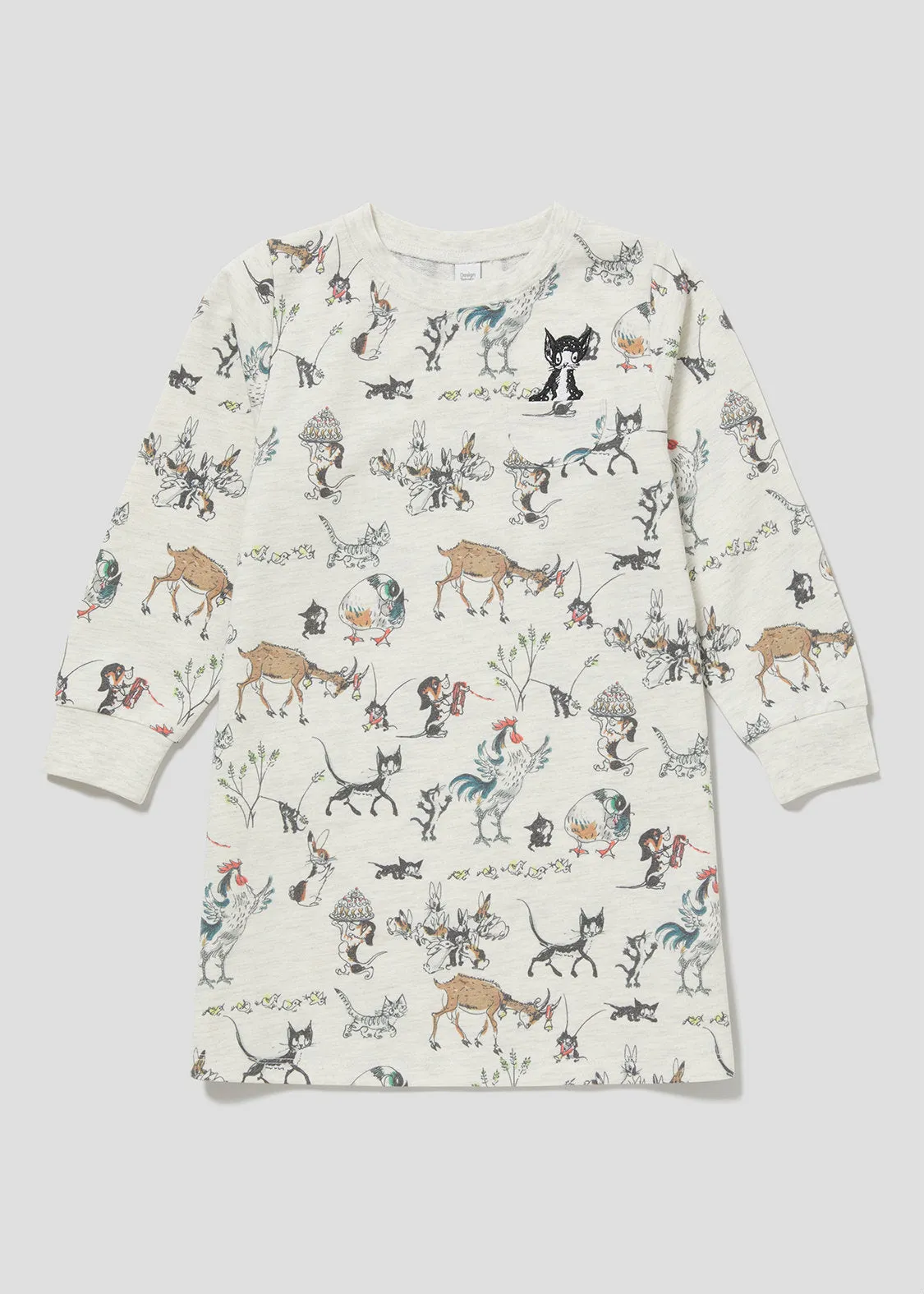 Hans Fischer Long Sleeve Sweat One-Piece (Hans Fischer_Animals Pattern) - kids