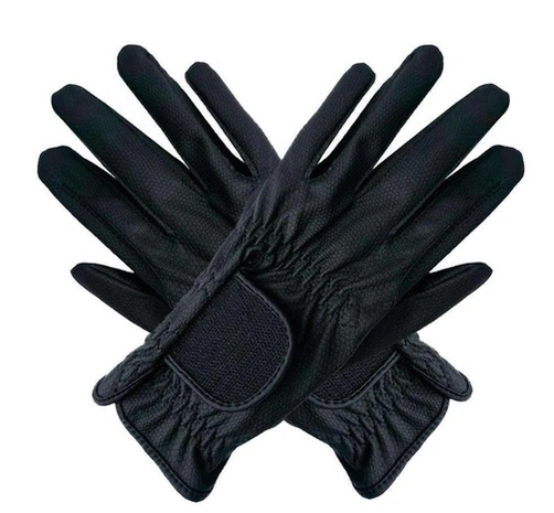 Haukeschmidt 'a touch of Magic Tack' riding gloves Crystal Fabric Black