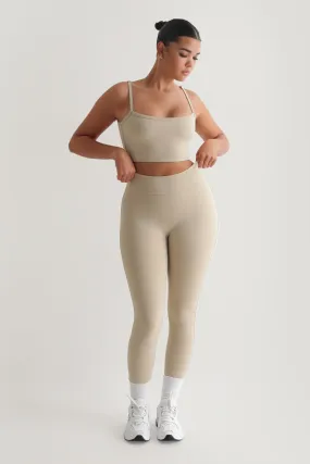 High Waisted Athleisure Leggings - Beige