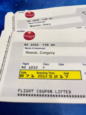 HOUSE: Dr. Gregory House & Stacey Warner Plane Tickets (each 1 of 1)