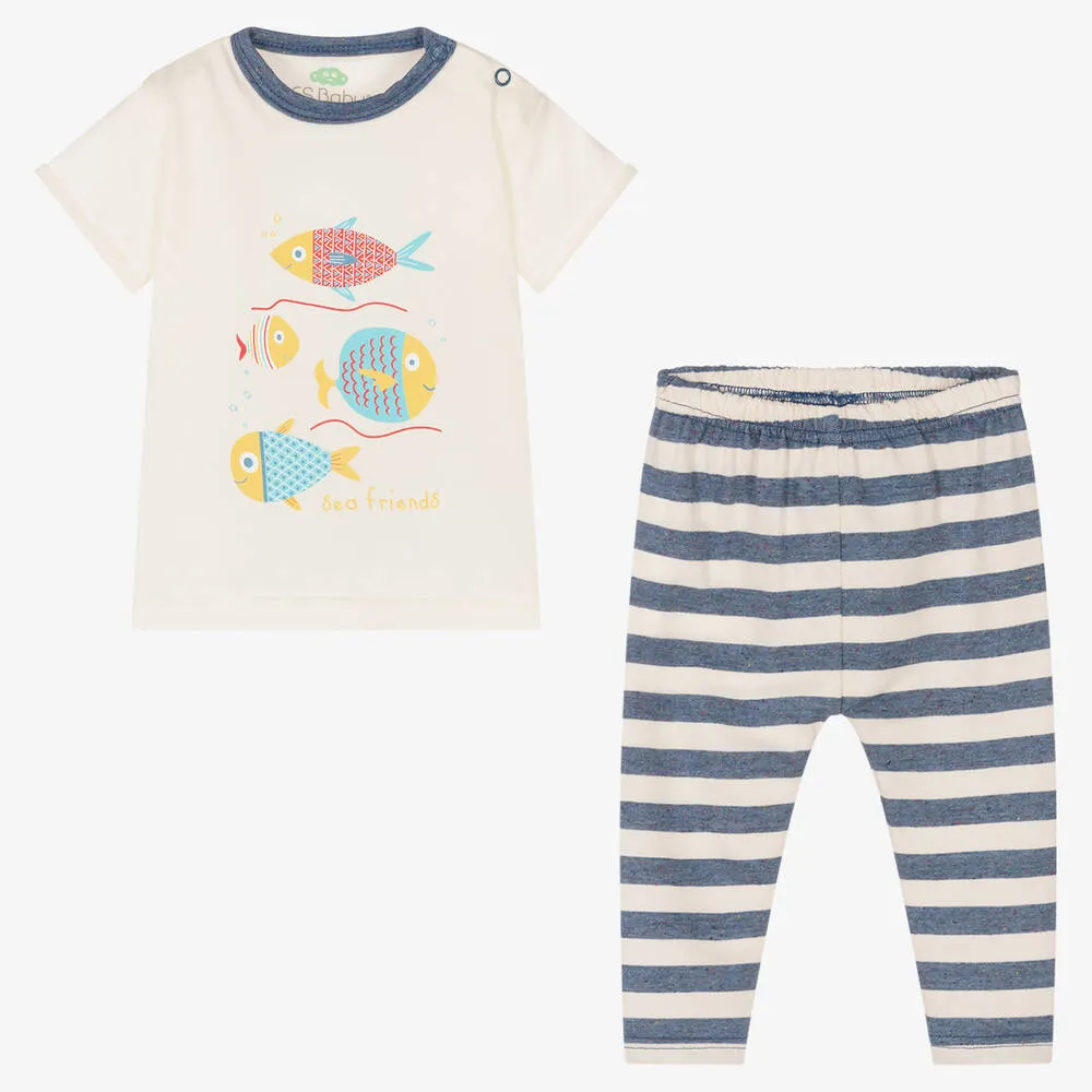 Ivory & Blue Leggings Set