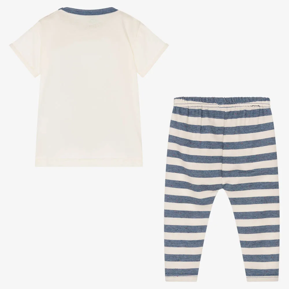 Ivory & Blue Leggings Set